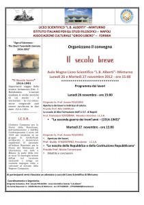 Programma dei Lavori del convegno "Il Secolo Breve"